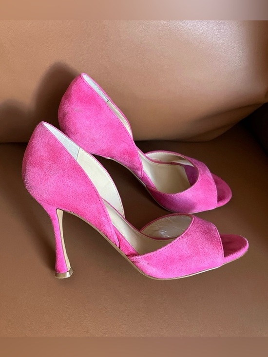 Vince Camuto Shoes - Vince Camuto Heels Open-Toe Hot Pink Suede size 6.5
